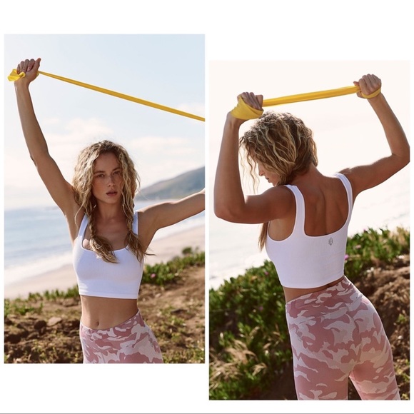 NEW Free People Happiness Runs Square Neck Crop Top - Picture 2 of 4